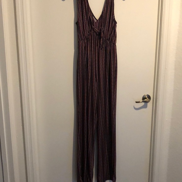 Bcbg Generation Birchy Stripes Deep-V Jumpsuit - Picture 2 of 4